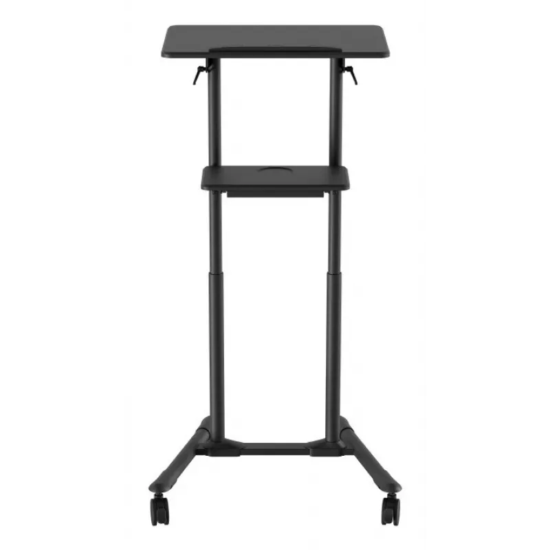 Gembird TVS-DESK-01-BK escritorio de pie móvil con ruedas, altura regulable 111–134,5 cm, inclinación 30°, máx. 20 kg, negro