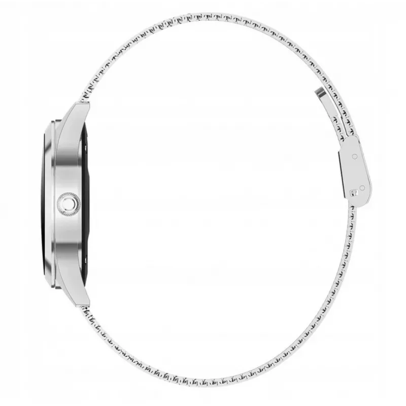 Smartwatch ORO-MED ORO-SMART CRYSTAL SILVER — caja redonda de metal, LCD 240 × 198, pantalla de 1,04 pulgadas, Bluetooth 4.0, sumergible, batería de 120 mAh