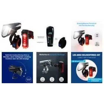 Set de luces para bicicleta FISCHER FAHRRAD PLUS 100/130 LED negro — delantera 100 lm / trasera 130 lm