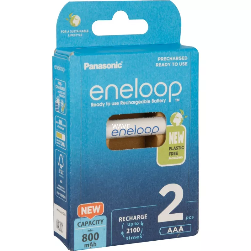 Baterías PANASONIC ENELOOP AAA 800 mAh 2 uds. (BK-4MCDE/2CP)