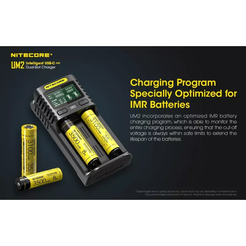 Cargador de baterías Nitecore UM2 pila doméstica DC ion-litio níquel-cadmio