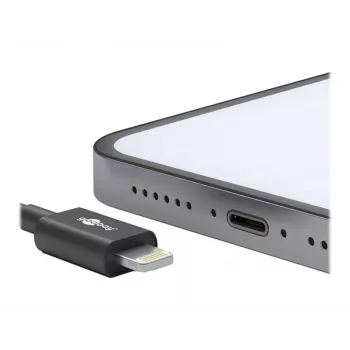 Goobay Cable de carga y sincronización USB-C™, 1 m, negro - Cable MFi para Apple iPhone/iPad negro (39445)