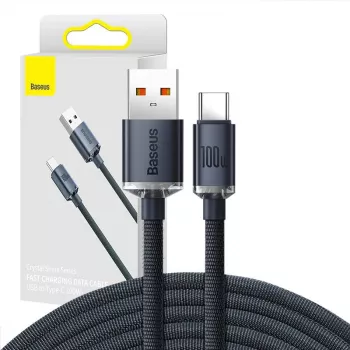 Baseus Crystal Shine Cable USB a USB-C, 100W, 2m (negro)