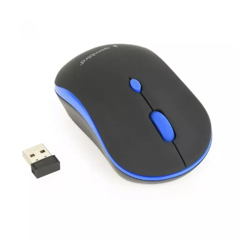Ratón óptico inalámbrico Gembird MUSW-4B-03-B, RF, ambidiestro, 1600 DPI, 4 botones, a pilas, azul/negro