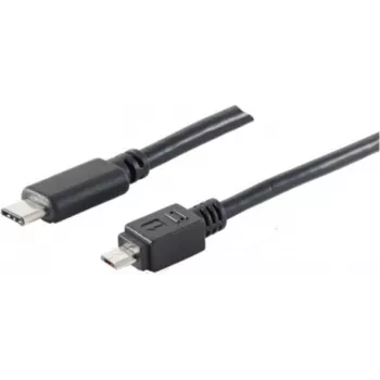 Cable USB S/CONN 77145-1.0 USB 2.0 1 m USB C Micro-USB B negro