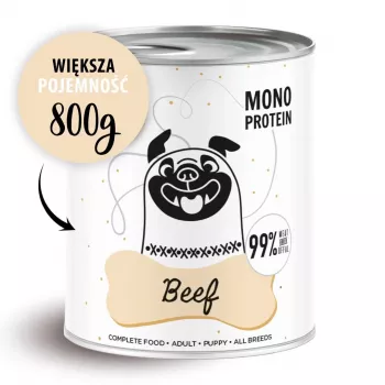 Comida húmeda para perros PAKA ZWIERZAKA Pepe Beef 800 g — alimento completo para perros adultos, ternera, 86 % humedad