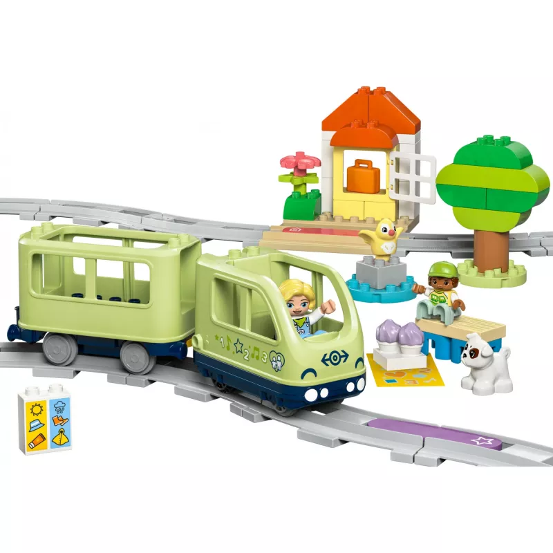 Set de tren de juguete LEGO DUPLO Tren de aventuras interactivo 10427, 57 piezas, 2 minifiguras, para niños a partir de 2 años