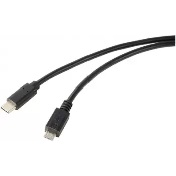 Renkforce Cable USB USB 2.0 conector USB-C®, conector USB micro-B 1,00 m Negro Redondo RF-5719754