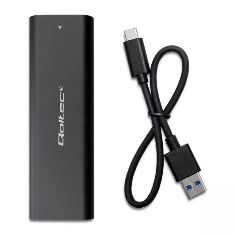 Qoltec 50312 carcasa para SSD M.2 NVMe, USB Type-C, negra