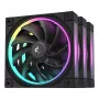 Ventilador de PC de 120 mm DeepCool FL12 3-in-1, negro, 2150 rpm, rodamiento de dinámica de fluidos, PWM, 32 dB, pack de 3