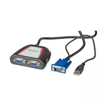 Distribuidor de vídeo VGA portátil, 2x, 250 MHz, VGA, 2x VGA, gris, 250 MHz, 0,65 m, 1920 x 1440