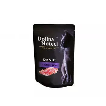 Comida húmeda para gatos dolina noteci Premium Rabbit 85 g paté – sobre monodosis, sin cereales, 82 % humedad