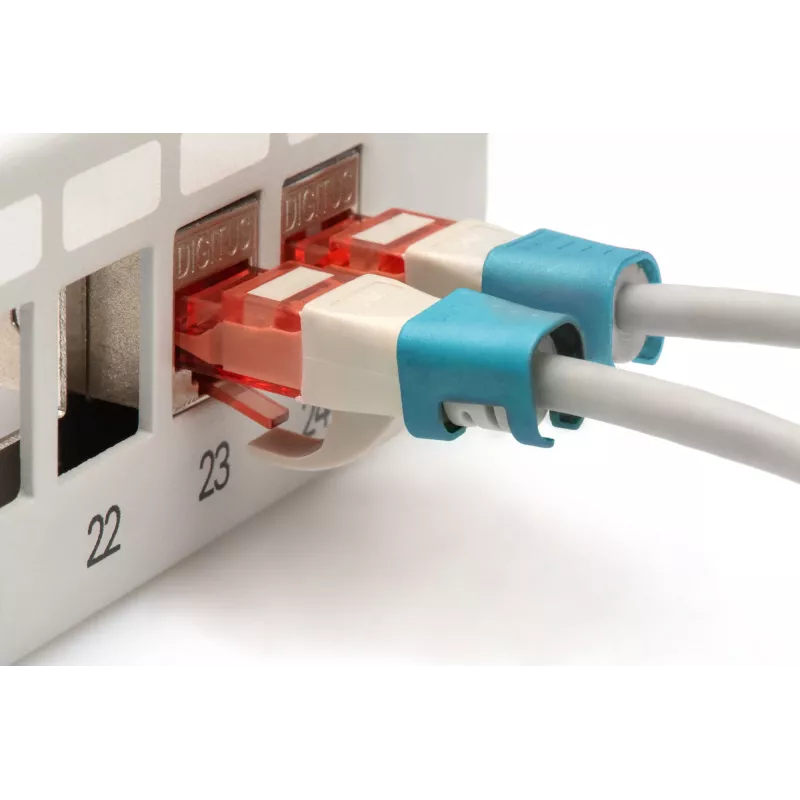 DIGITUS - Clips para cables con codificación por colores - para cables de parcheo - azul (paquete de 100) (A-CC-B)