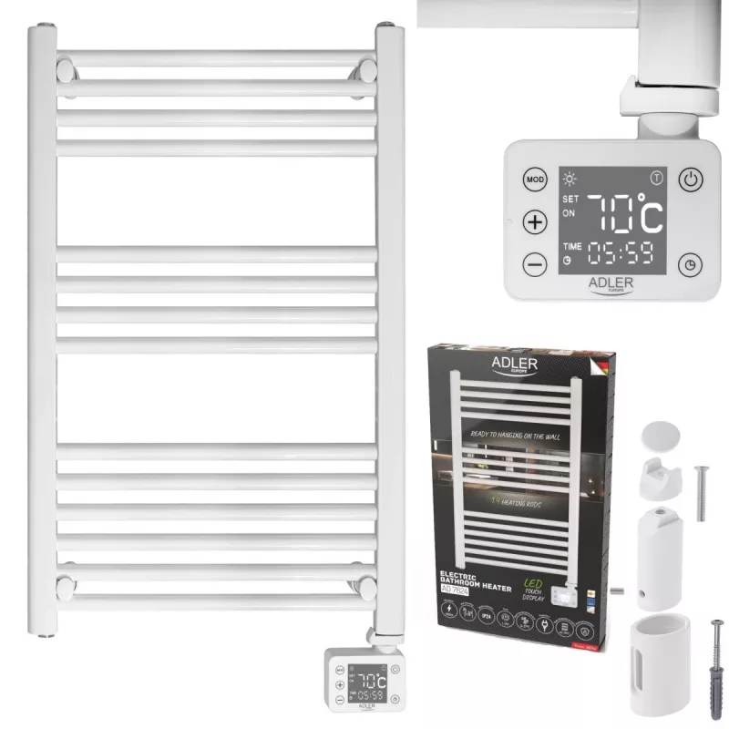 Radiador eléctrico de baño Adler AD 7824 600 W, blanco, IP24, montaje en pared, 500×900 mm