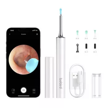 Limpiador de oídos Bebird T15 Smart Visual blanco — otoscopio visual para la limpieza de oídos
