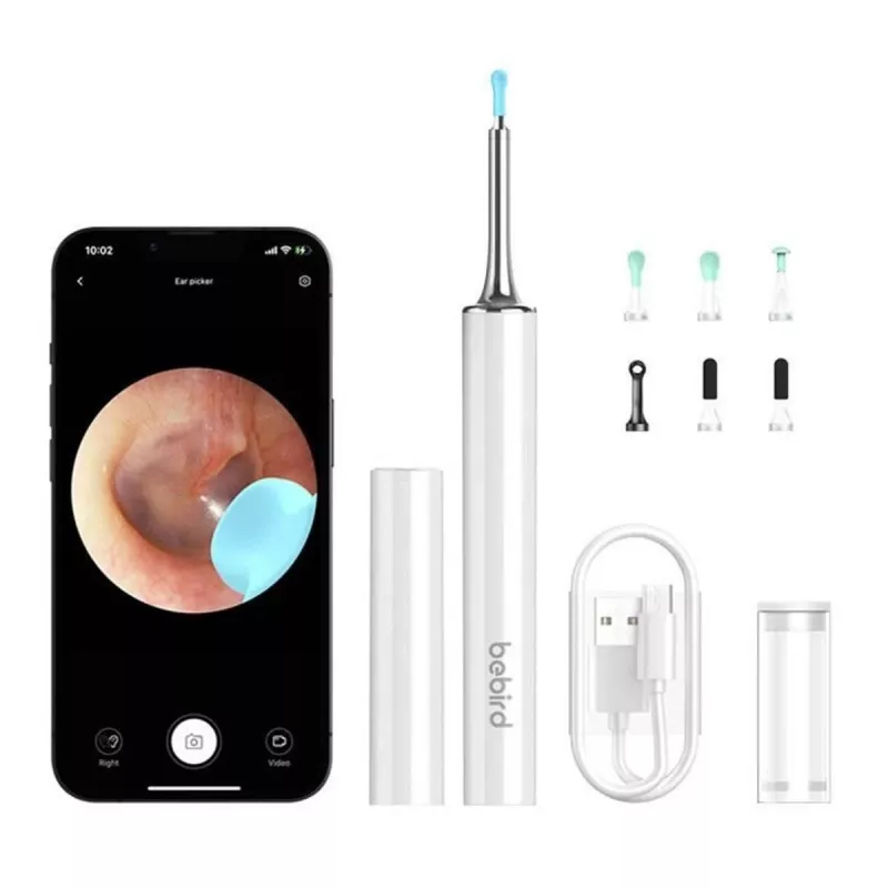 Limpiador de oídos Bebird T15 Smart Visual blanco — otoscopio visual para la limpieza de oídos