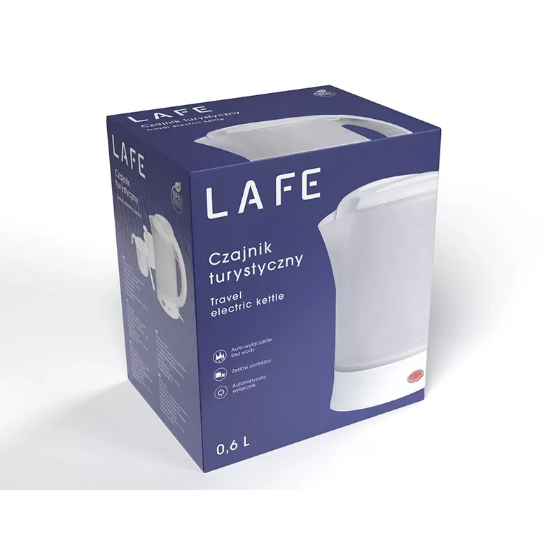 Hervidor eléctrico LAFE LAFCZA45865, acero inoxidable, 0,6 L, 600 W, gris claro, tapa con cierre abatible