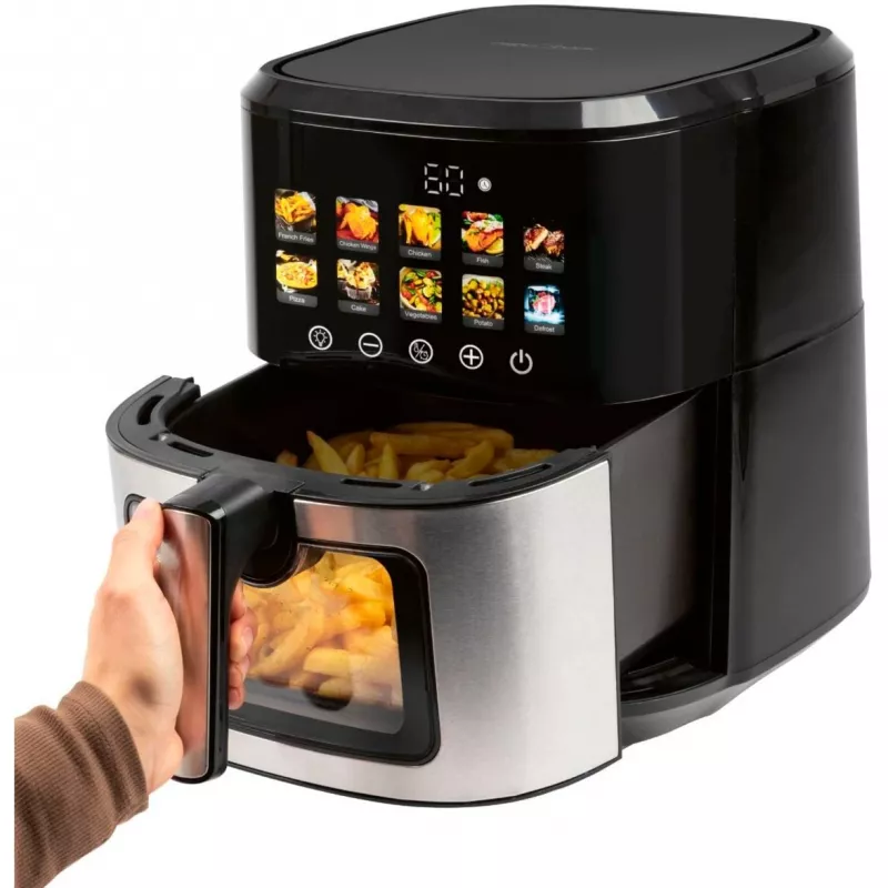 Freidora de aire ProfiCook PC-FR 1286 H — 6,5 l, 1700 W, frontal de acero inoxidable, negro