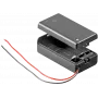 Wentronic Goobay Portapilas 1x 9V bloque, Negro - extremos de cable sueltos, resistente al agua (48171)