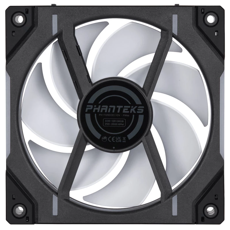 Phanteks D30 PH-F120D30_DRGB_PWM_BK01_3P ventiladores de caja 120 mm PWM D-RGB, Regular Airflow, 3 uds., negros