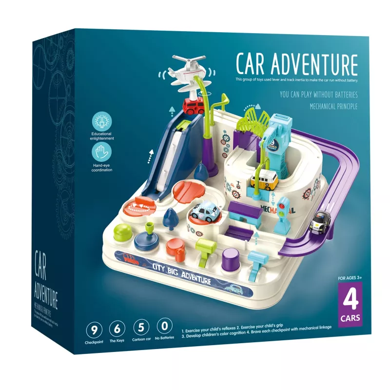 Set de pista de carreras de juguete Extralink TOYS — set de coche inteligente, piezas de pista modulares, vehículos a pilas