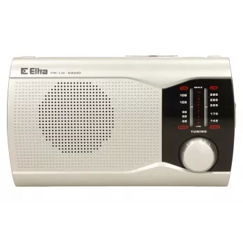Radio portátil Eltra EWA plata — receptor AM/FM, a pilas