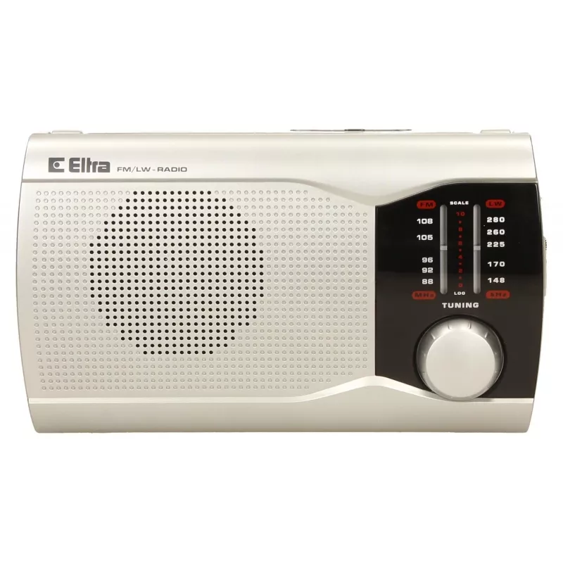 Radio portátil Eltra EWA plata — receptor AM/FM, a pilas