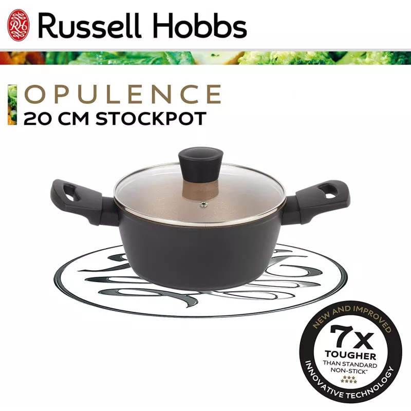 Olla Russell Hobbs RH01669BEU7 20 cm, negra, interior de acero inoxidable