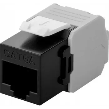 Wentronic Goobay CAT 6a KeyStone conector hembra RJ45, no apantallado, 500 MHz, negro-blanco (90692)