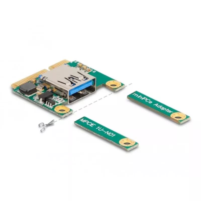 DeLOCK Mini PCIe E/S 1 x conector hembra USB 2.0 Type-A Full-Size Half-Size
