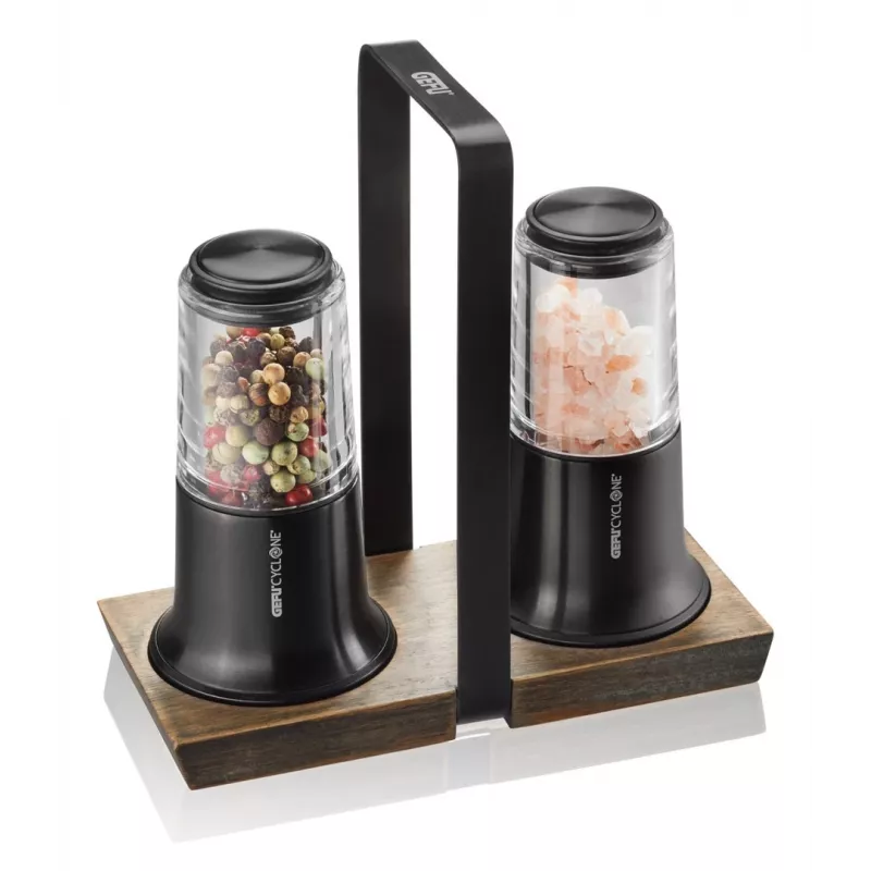 Set de molinillos de sal y pimienta GEFU X-plosion 11 cm Negro — molinillos de mesa manuales, mecanismo de cerámica