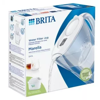 Jarra filtrante de agua BRITA Marella con cartucho Maxtra Pro, depósito de agua de 2,4 L, blanca, asa ergonómica