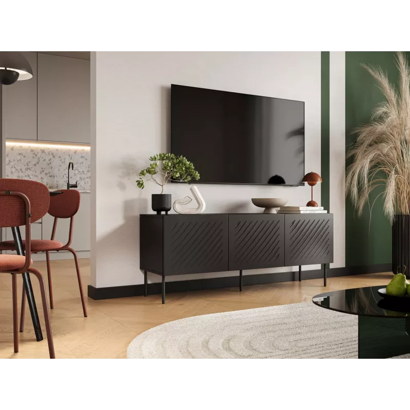 Mueble RTV SIENA 150.5x40x60 negro mate