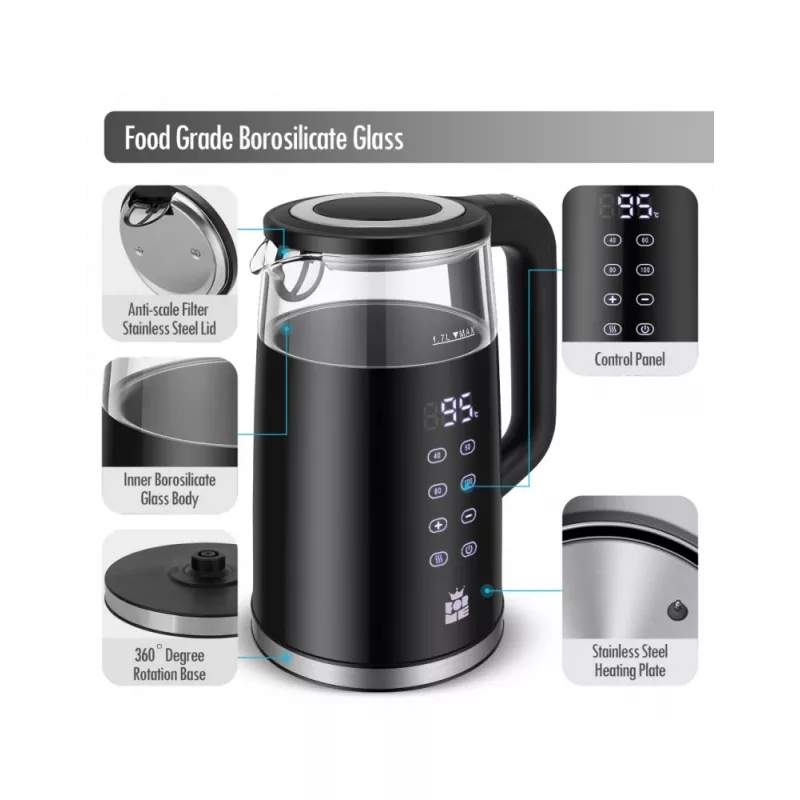 Hervidor eléctrico Forme FKG-4017 1,7L 2200W negro