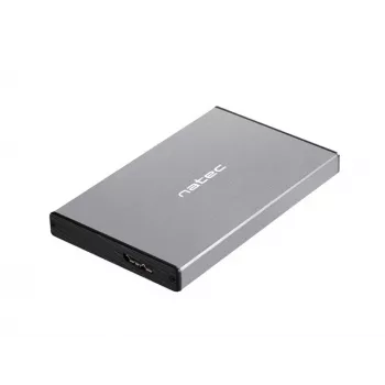 Caja externa HDD/SSD NATEC Rhino GO — 2,5 pulgadas SATA, 9,5 mm, USB 3.0, aluminio, gris, hasta 4 TB
