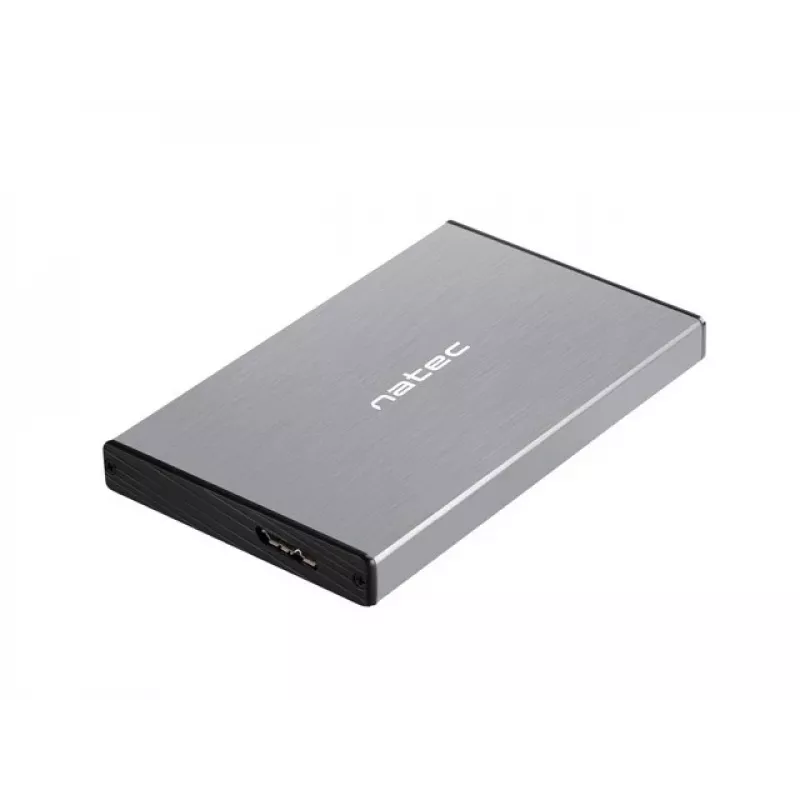 Caja externa HDD/SSD NATEC Rhino GO — 2,5 pulgadas SATA, 9,5 mm, USB 3.0, aluminio, gris, hasta 4 TB