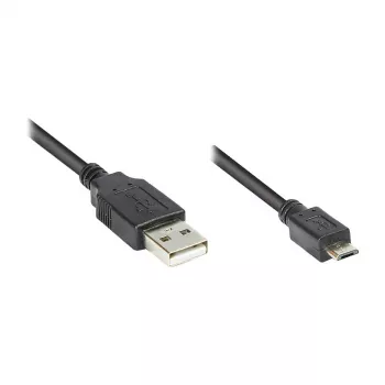 Cable de conexión GoodConnections USB 2.0 conector macho A a conector macho Micro B, negro, 0,15 m,