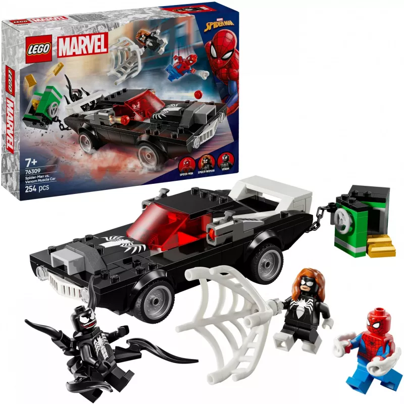 LEGO Marvel Super Heroes Set de construcción Coche muscle de Spider-Man vs. Venom 76309 — 254 piezas, 3 minifiguras, edad 7+