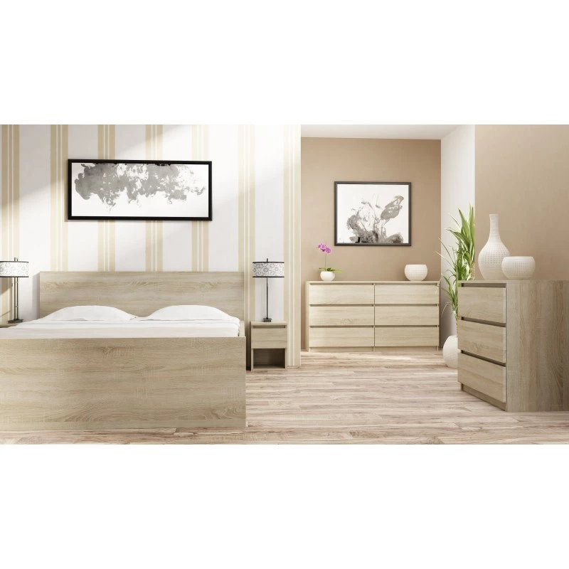 Mesita de noche top e shop M2 SONOMA — mesita de noche de 2 cajones, roble, 300×300×400 mm