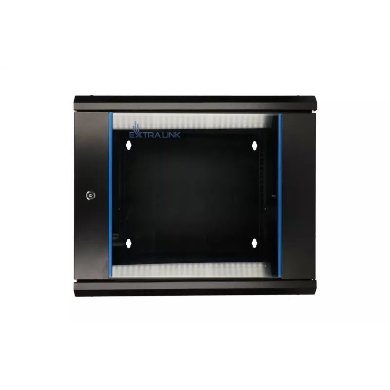 Extralink Caja rackmount 9U 600x600 AZH negro montada en pared, tipo oscilante