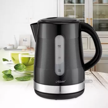Hervidor de agua Maestro, 1,7 L, 2200 W, negro — carcasa de plástico, tapa con pulsador, asa ergonómica