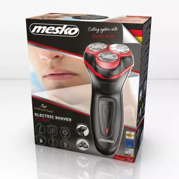 Afeitadora rotativa para hombre Mesko MS 2926 con recortadora negra, roja