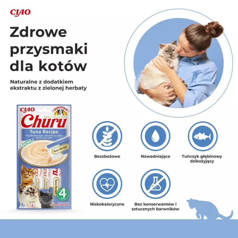 INABA Churu receta de atún - Snack para gatos - 4x14 g