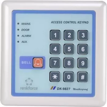 Cerradura electrónica de código Renkforce 1582598 12V IP65 con teclado iluminado, control de acceso resistente a la intemperie