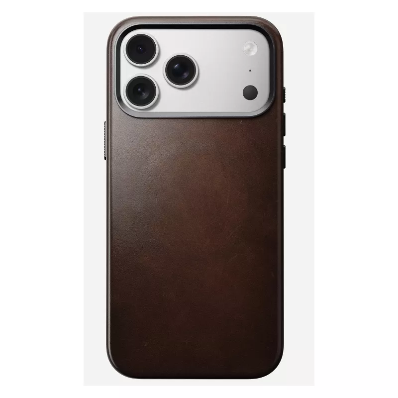 Funda para móvil Nomad Traditional Leather Case para iPhone 17 Pro Max, cuero/aluminio/microfibra, compatible con 6,9 pulgadas (marrón)