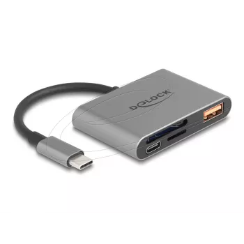 Lector de tarjetas USB-C Delock 91016 para tarjetas SD y microSD con puerto USB-A y USB-C PD