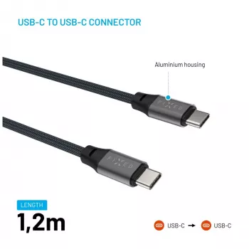 Cable trenzado magnético USB-C a USB-C FIXED FIXDBM-CC12-GR, USB 2.0, 1,2 m, gris