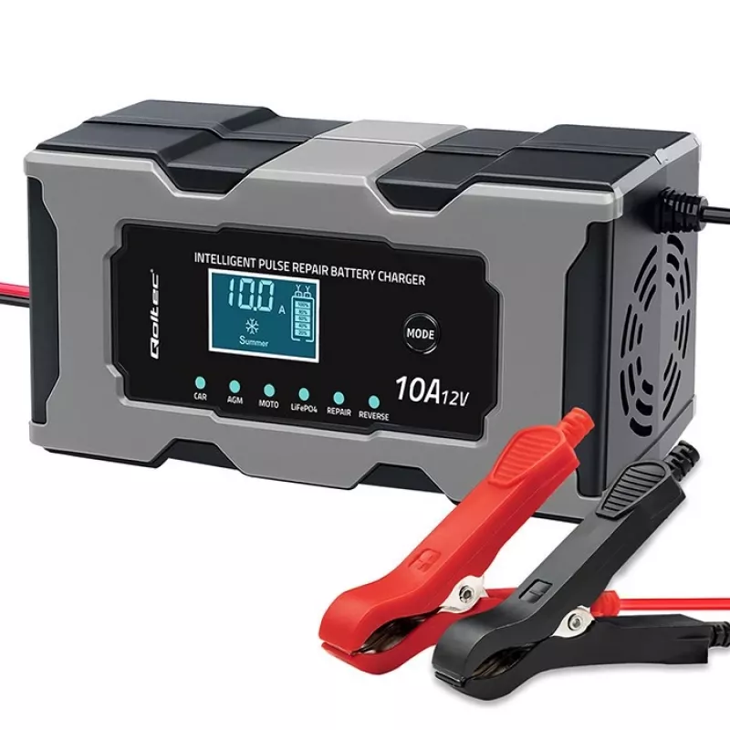 Cargador QOLTEC 52493 12V 10A con función de reparación para baterías AGM