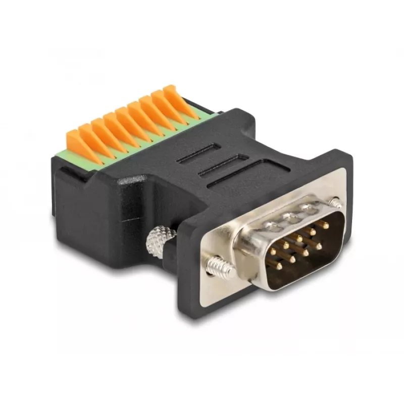 Adaptador DeLOCK D-Sub 9 macho a regleta de bornes con botón a presión