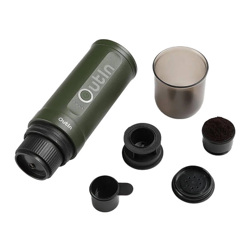 Set cafetera portátil Outin Nano 7500mAh (verde) + funda protectora
